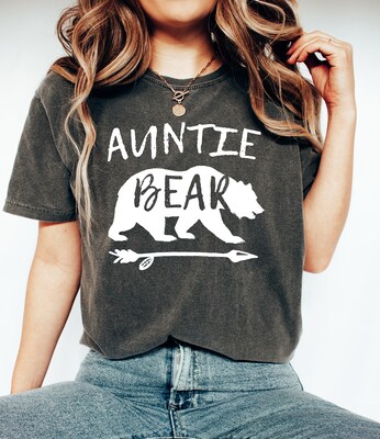 Auntie Bear Shirt, Aunt Shirt Comfort Colors, Auntie T Shirt, Auntie Shirt, Aunt Gift, New Aunt Shirt, First Time Aunt - image1